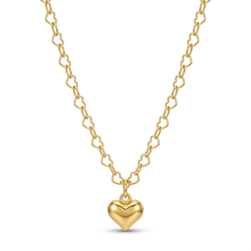 COLAR INFANTIL CORACAO LISO DOURADO