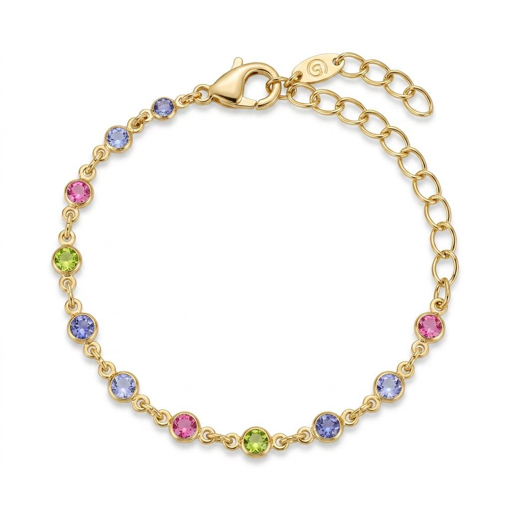 PULSEIRA INFANTIL CRISTAIS COLOR DOURADO
