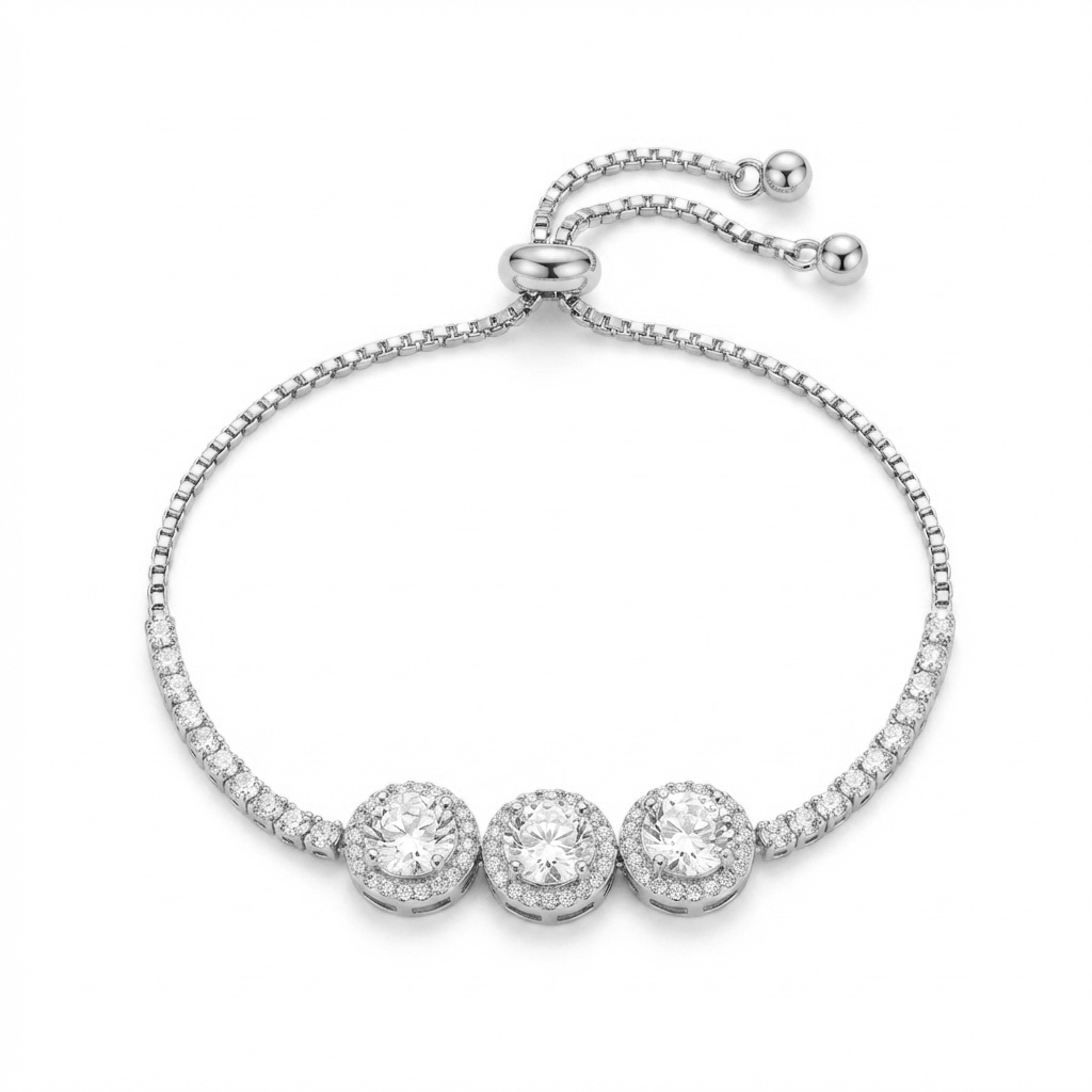 PULSEIRA REGULAVEL BOLAS CRAVEJADAS BRANCO