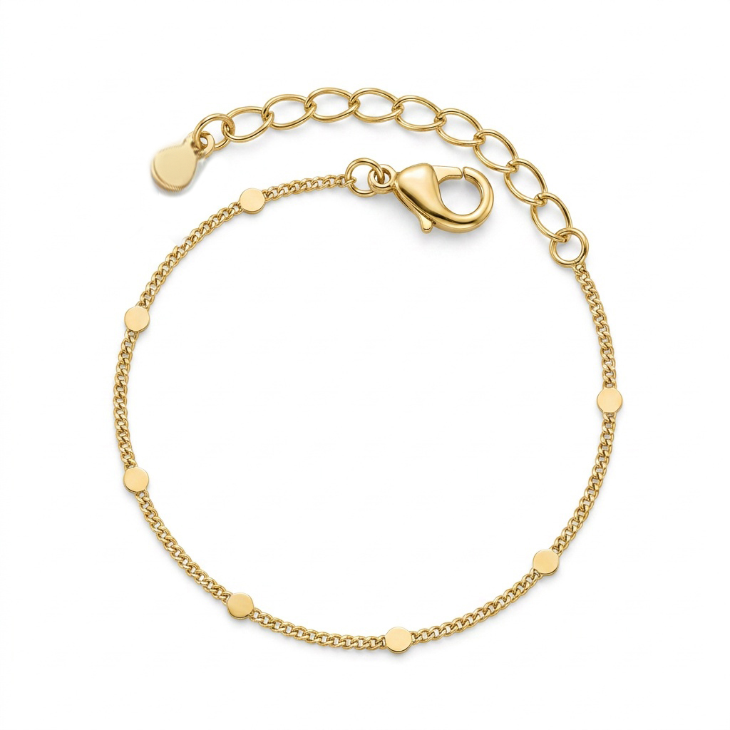 PULSEIRA INFANTIL CHAPAS REDONDAS LISAS DOURADO