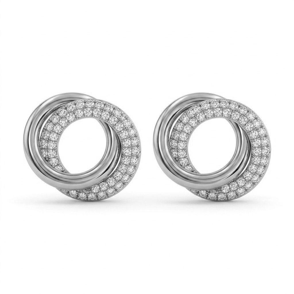 BRINCO CIRCULOS ENTRELACADO MICRO ZIRCONIA BRANCO