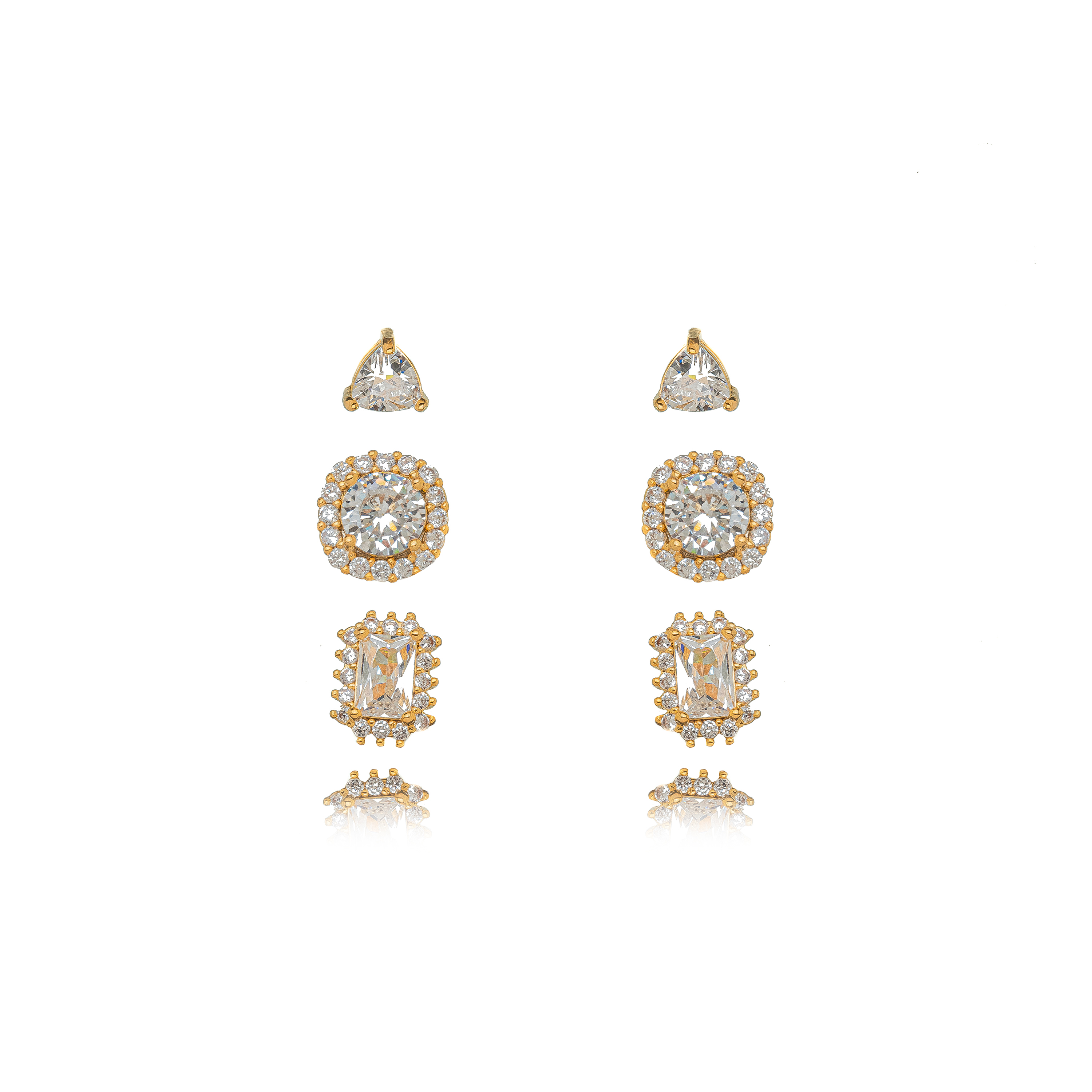 BRINCO TRIO CRAVEJADO DOURADO CRISTAL