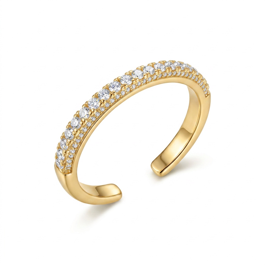 ANEL APARADOR MICRO ZIRCONIA 1 FILEIRA DOURADO REGULAVEL