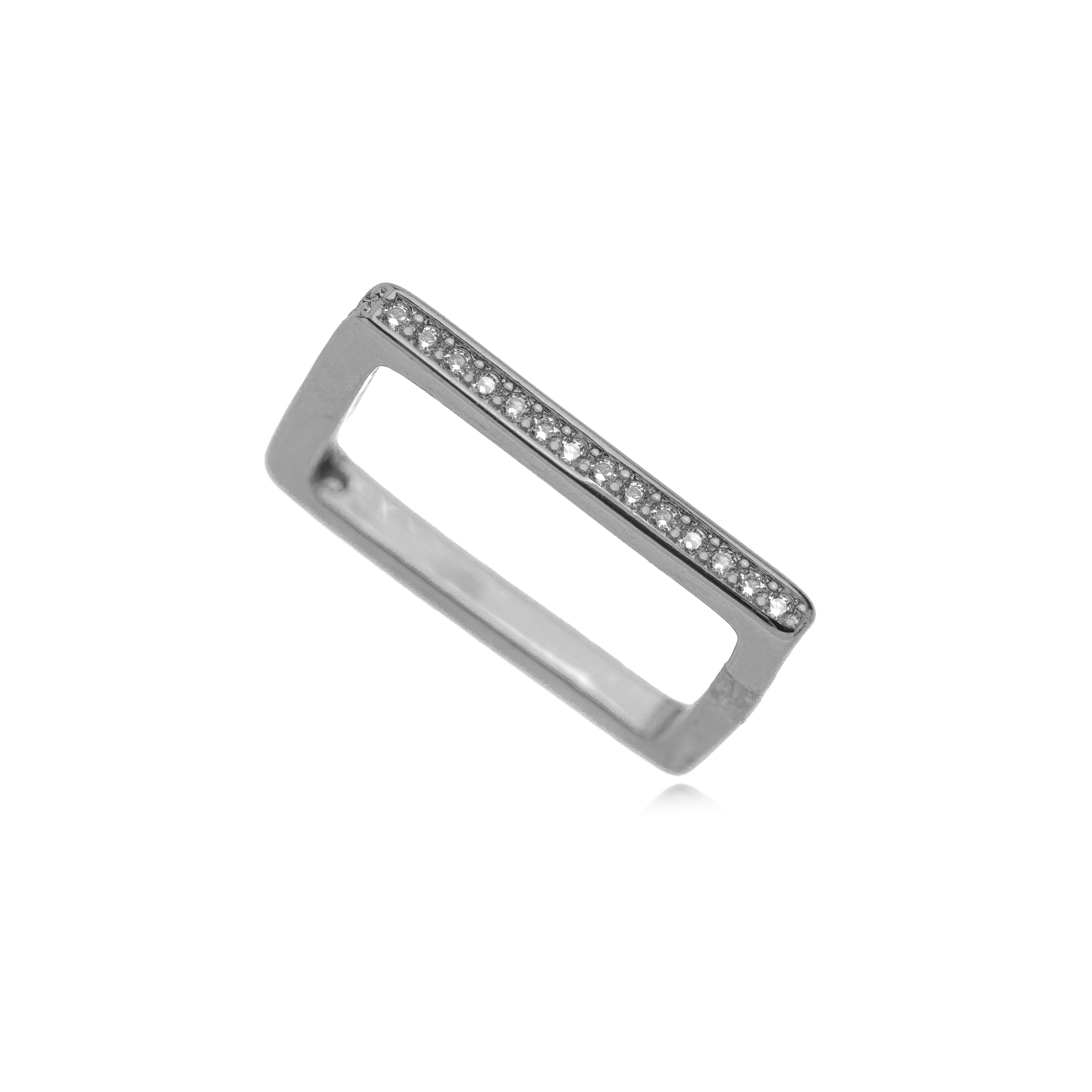 ANEL QUADRADO MICRO ZIRCONIA BRANCO 18