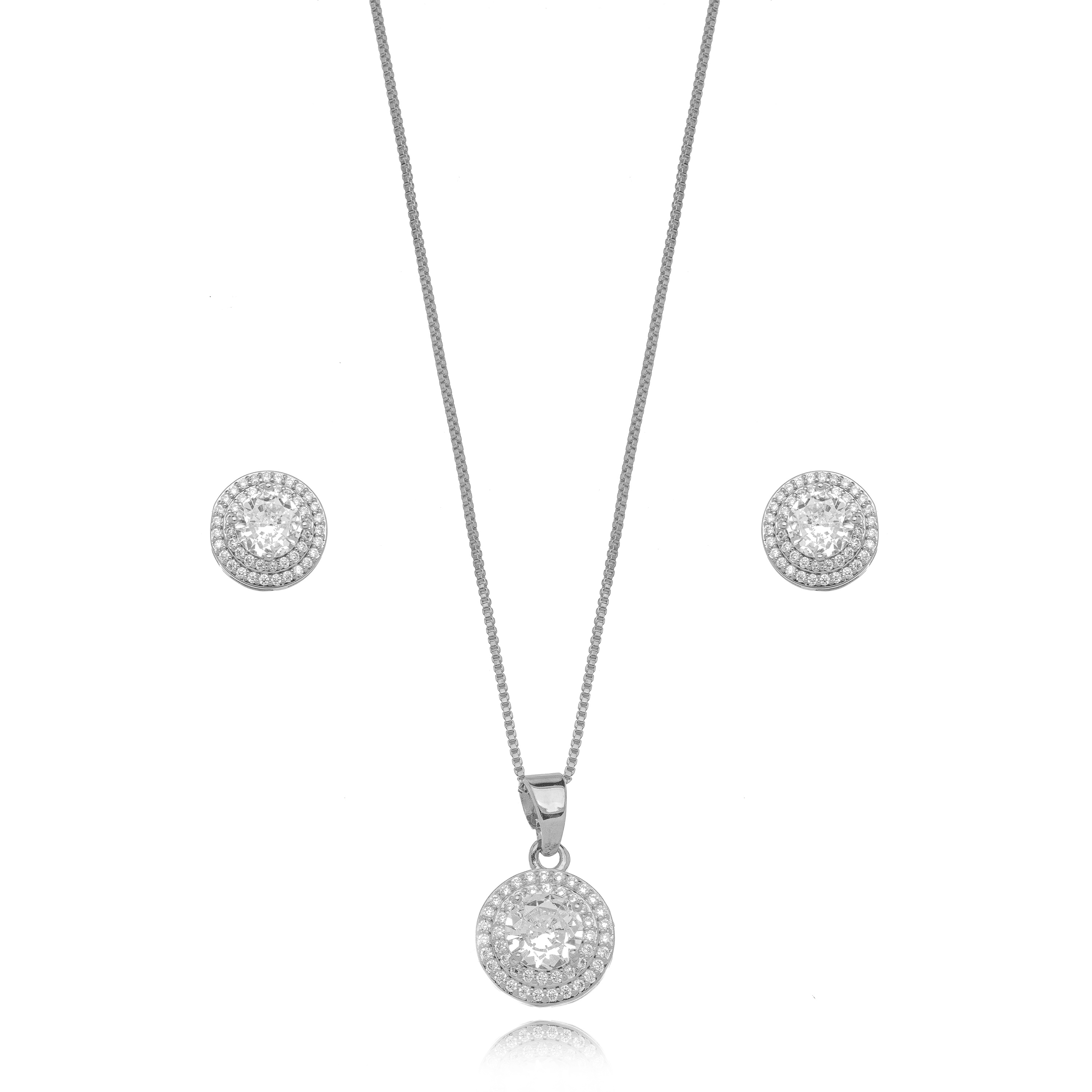 CONJUNTO REDONDO CRAVEJADO BRANCO CRISTAL