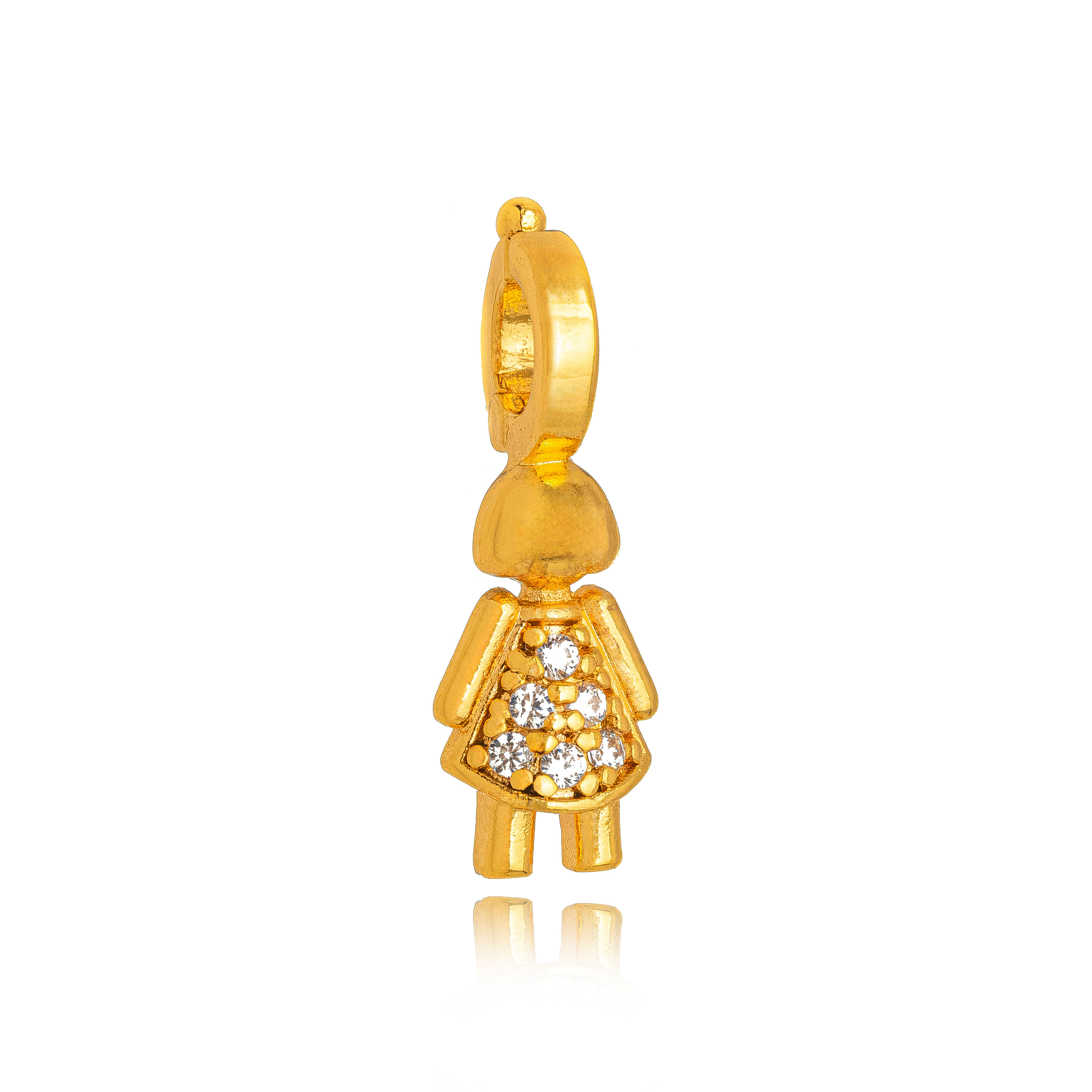 PINGENTE MENINA MCIRO ZIRCONIA DOURADO