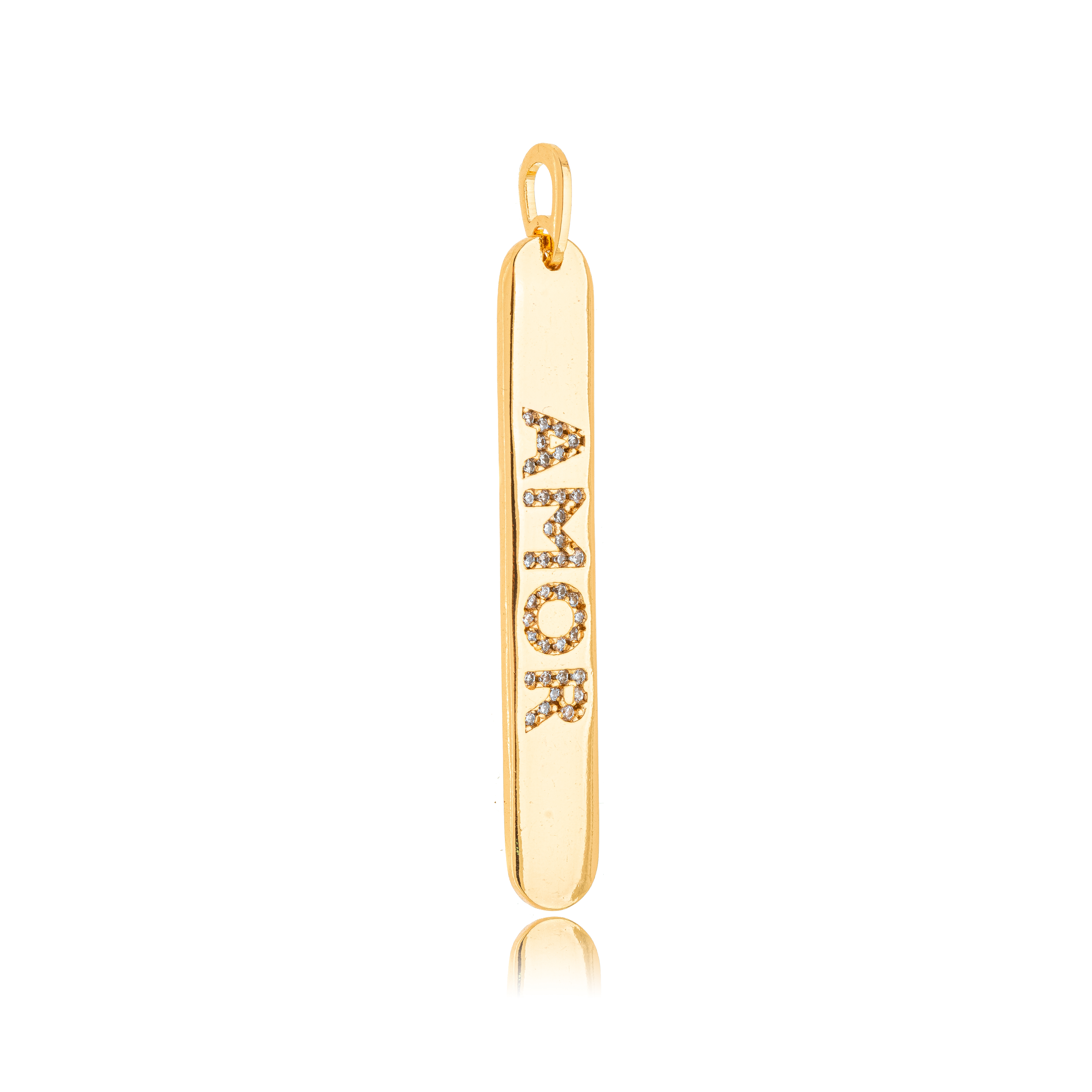 PINGENTE PLACA AMOR MICRO ZIRCONIA DOUR