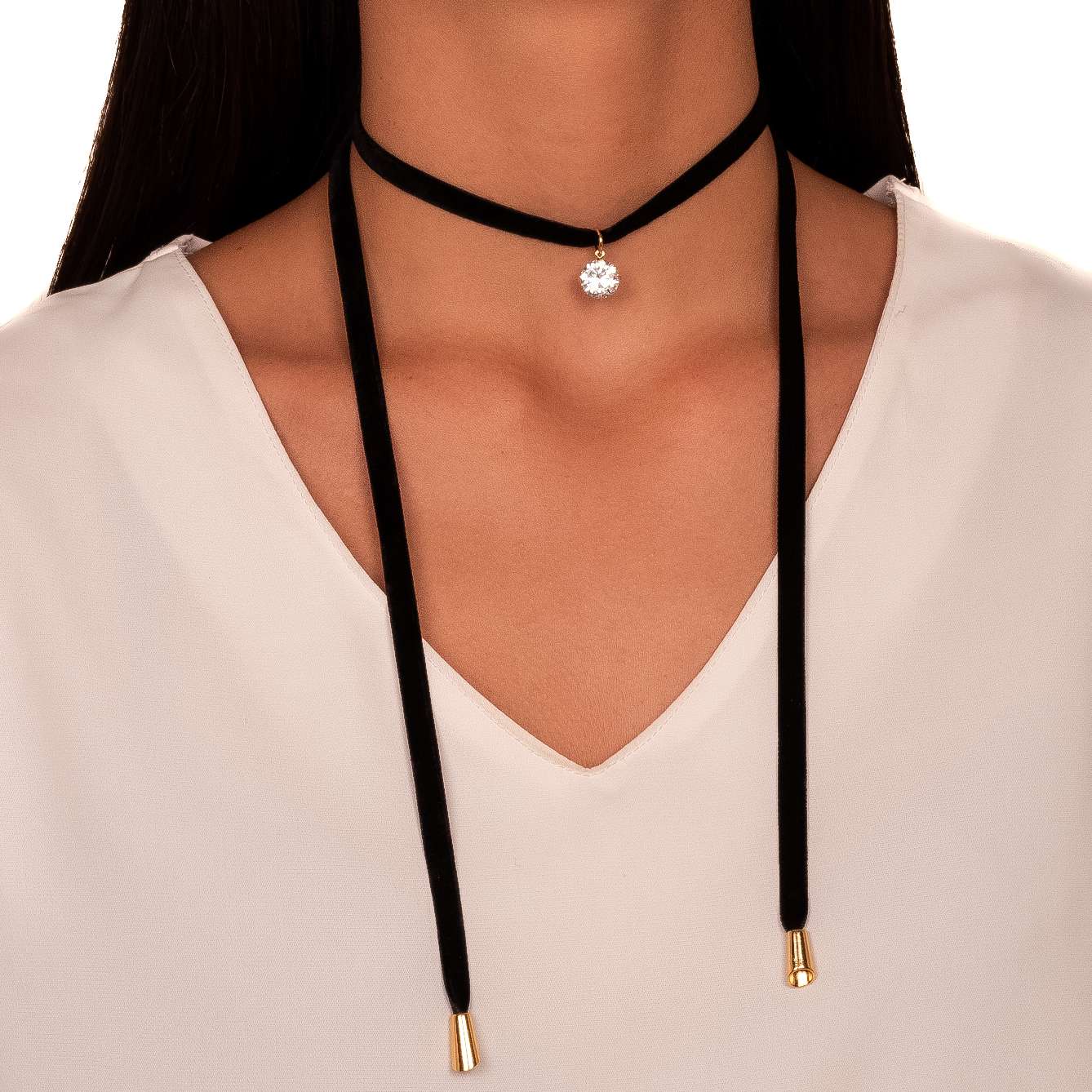 CHOKER TECIDO PONTO DE LUZ DOURADO