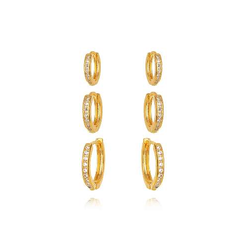 BRINCO ARGOLA TRIO MICRO ZIRCONIA DOURADO